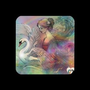 set of swan woman watercolor coasters 6 piece 3.74″×3.74″